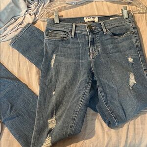 Frame Denim Women's Classic Blue Skinny Jeans Distressed 27